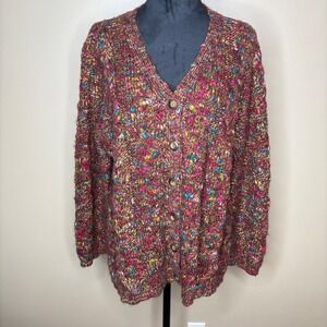 VTG Talbots Woman Petites 1X Cardigan Sweater Cable Knit Wool Blend Multicolor